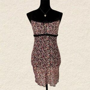 Victorias Secret Sheer Ruffled Floral Lace Trim Dress
